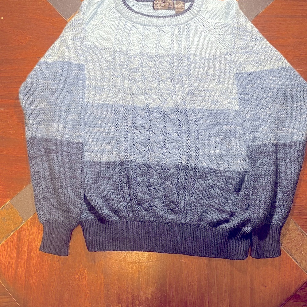 Sweater Graphix Cozy Cable Knit Sweater in Blue Gradient RN: 49028 100 % Acrylic